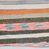 7x9 Mid Century Modern Handmade Striped Vintage Kilim Rug, 184x271Cm
