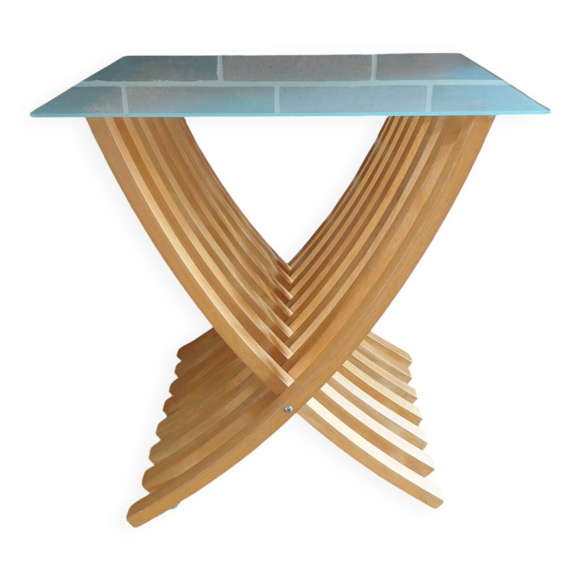 IKEA EKEBERG vintage side table – 1999 – wood and glass