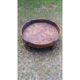 Round living room teak coffee table