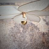 Aerial suspension, 6 petals in metal and white linen