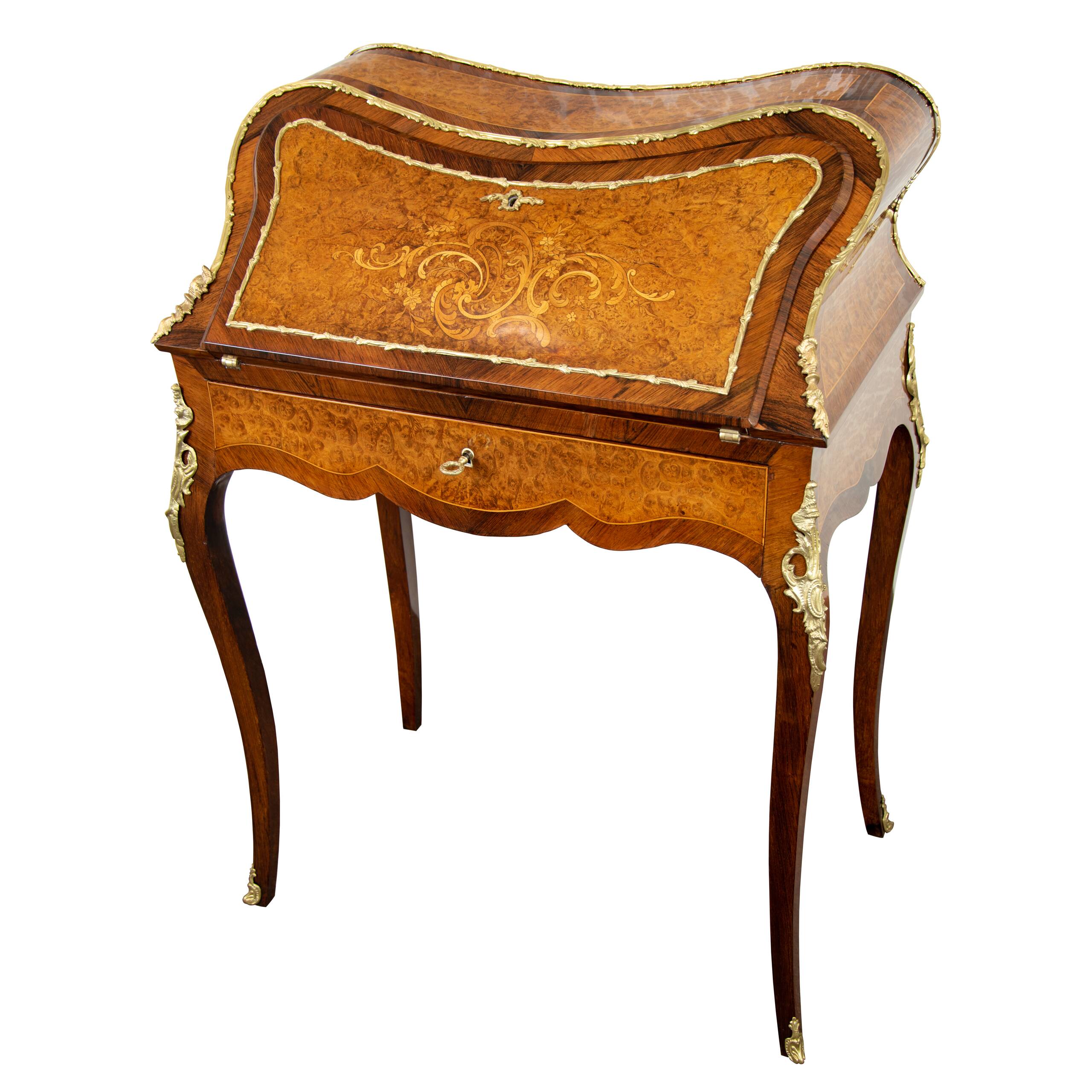 Secretary Bonheur du Jour Louis XV in rosewood and walnut 1870-1900