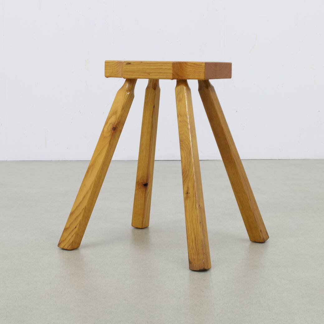 Vintage Low Stool in Wood, 1960s
