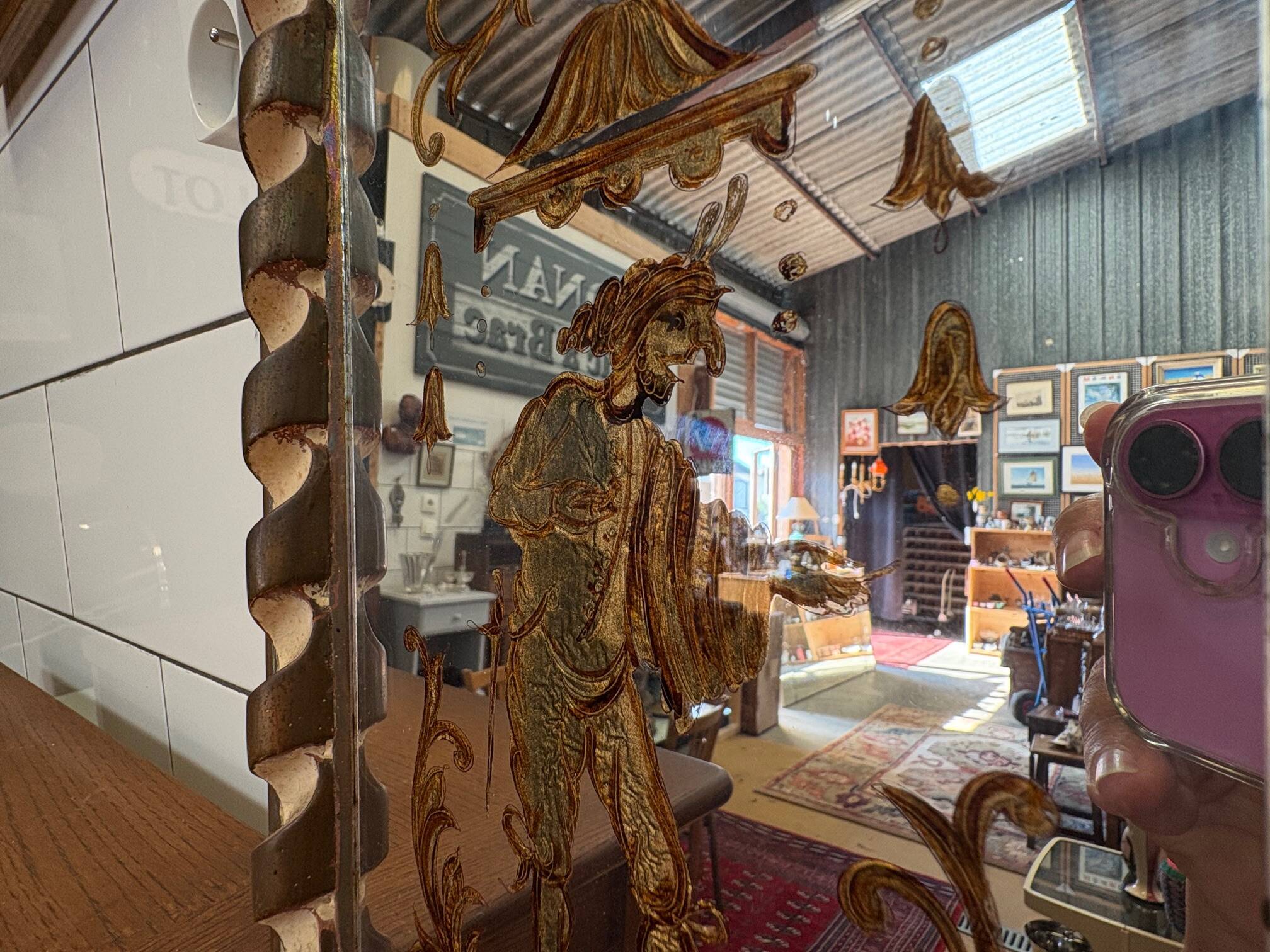 Large antique engraved and gilded wall mirror – Venetian style