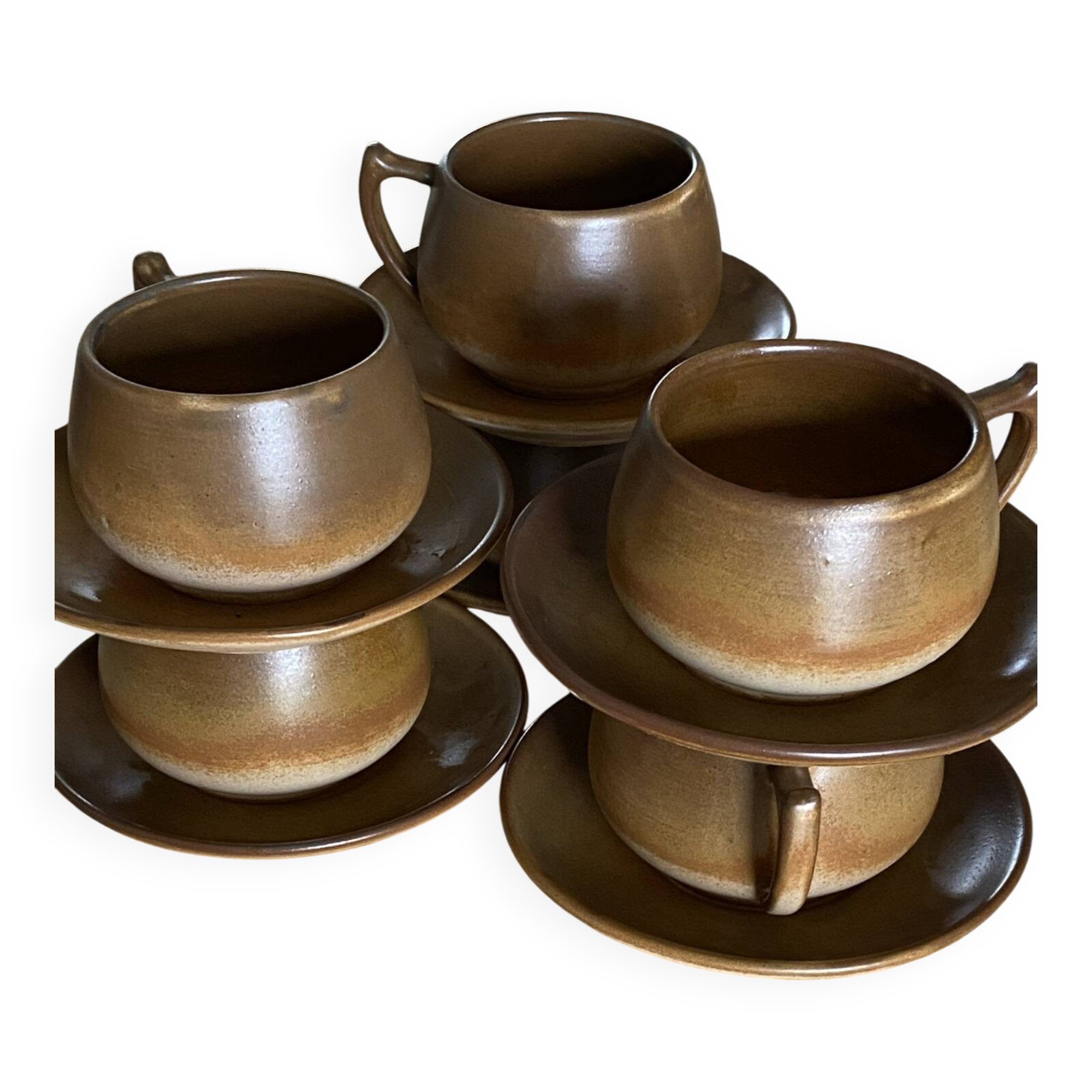service of 6 cups and saucers HB Henriot Quimper France
