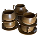 service of 6 cups and saucers HB Henriot Quimper France