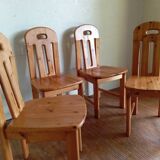 Set of 4 80s pine chairs