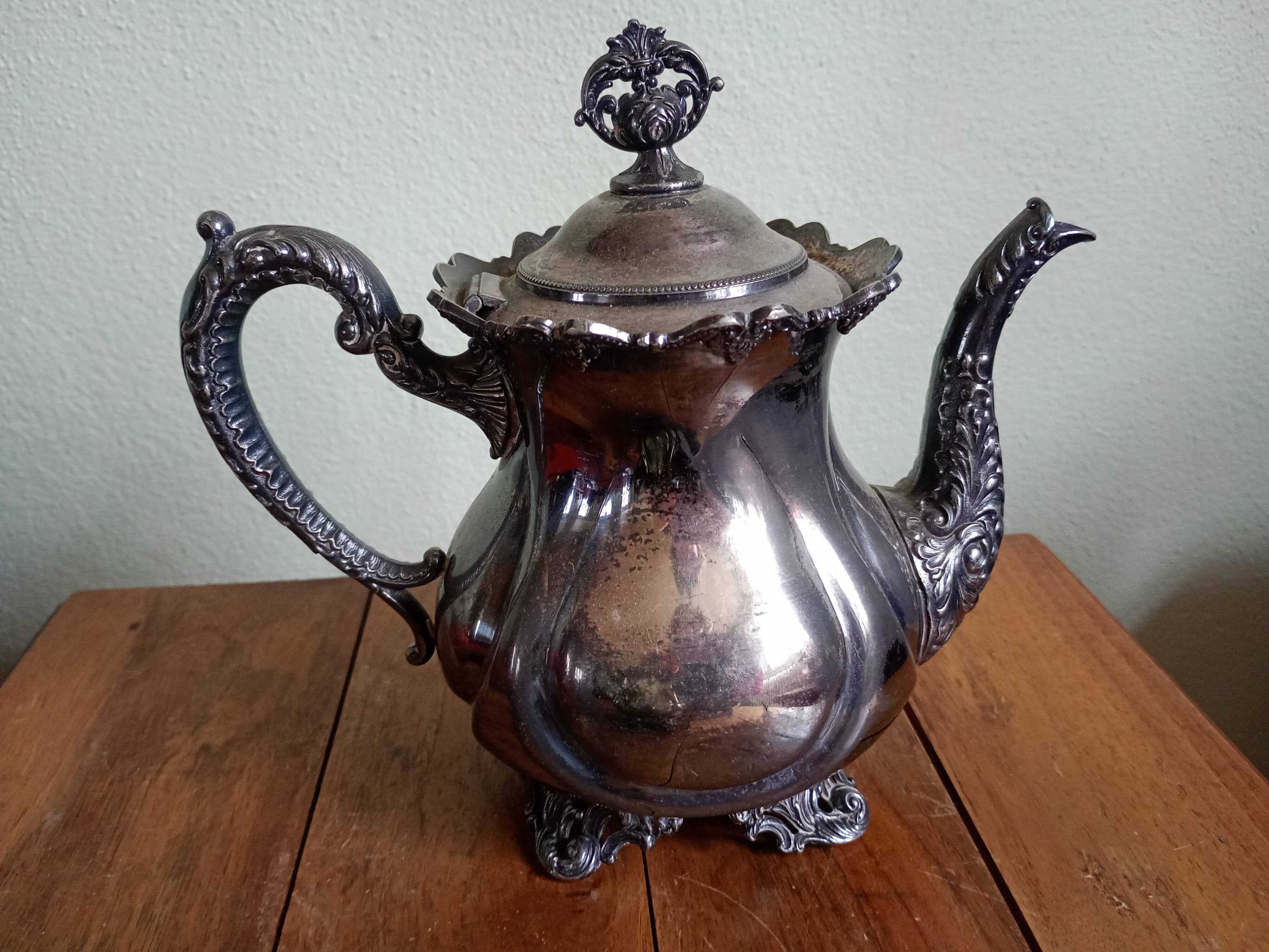 Art Nouveau - Coffee or tea service "W" - silver plated metal - Germany