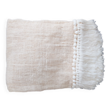 White Aussa plaid with fringe and shells