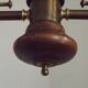 2 Light French Mid Century Extendable Billiard Light In Brass Wood & Glass