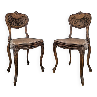 Pair of caned chairs in Louis XV style