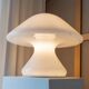 Lampe de table champignon en verre Murano blanc XXL avec détails en argent – design Space Age, années 1970