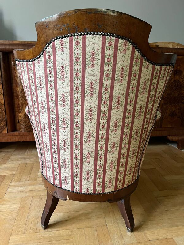 Fauteuil avec repose-pieds de style Louis Philippe d'époque 19ème siècle