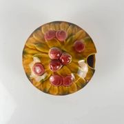 Sugar bowl barbotine Sarreguemines "cherry", 1970