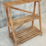 Étagère à plantes en bois de pin ancien