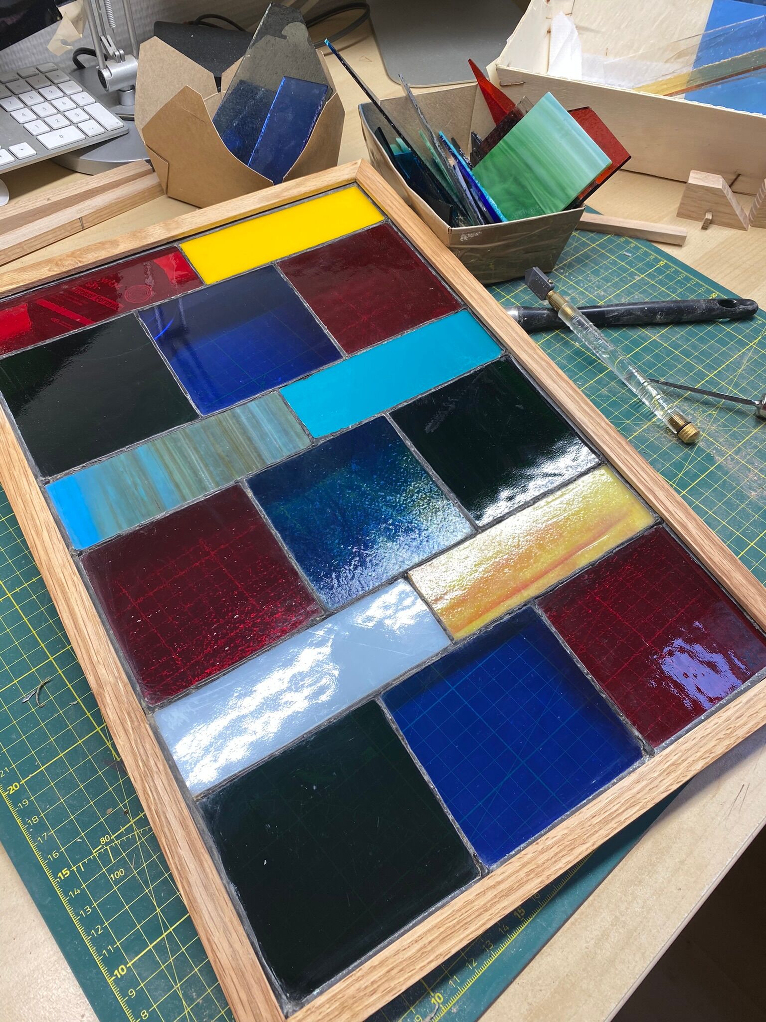 Tiffany technical stained glass window unique piece