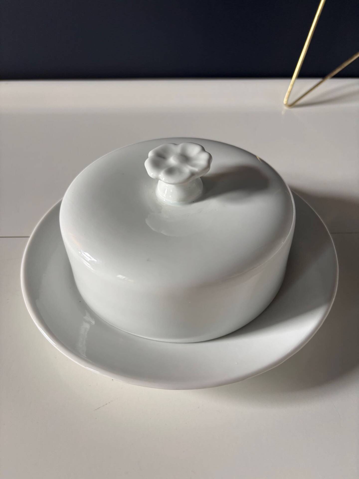 White Limoges porcelain butter dish