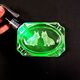 Art Deco style ashtray in uraline glass engraved with Scottish Terrier dogs