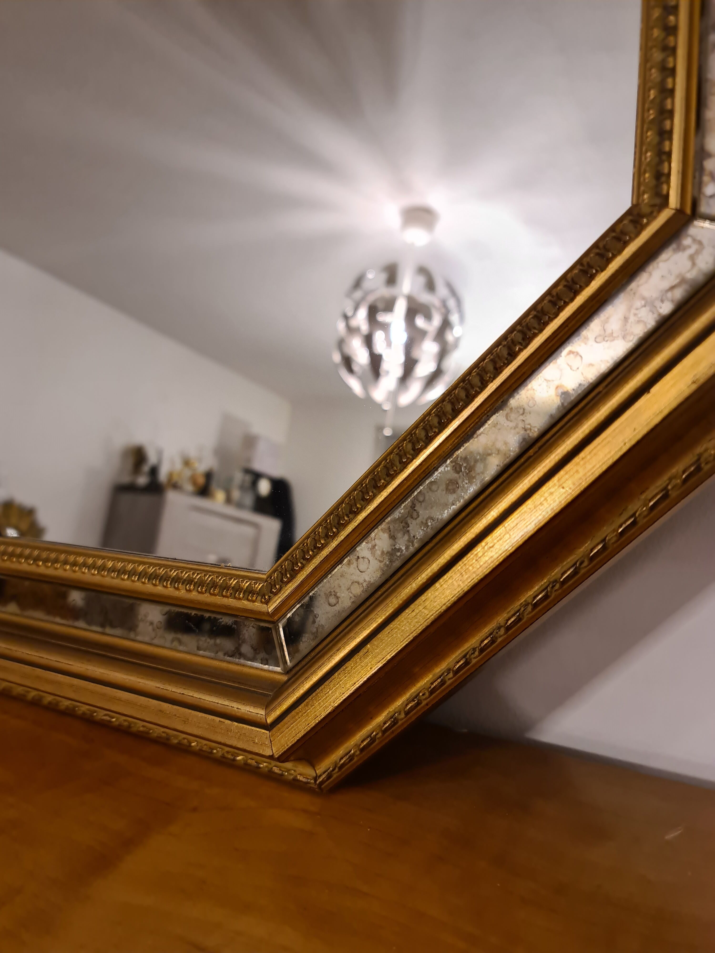 Octagonal Mirror Art Deco Vintage 59*59cm wood
