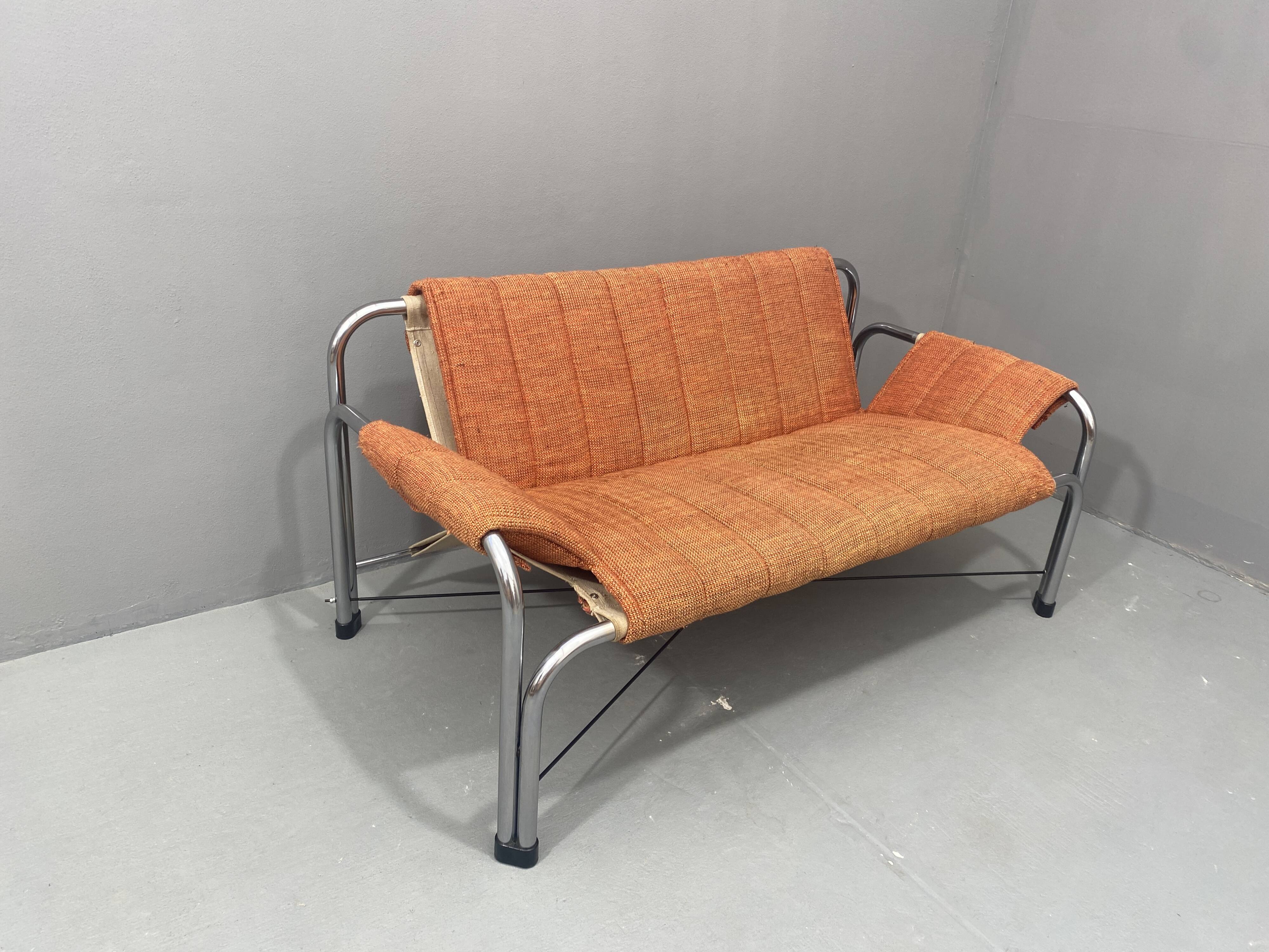 Chromed functionalist sofa by Viliam Chlebo, 1970´s, Czechoslovakia