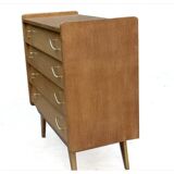 Renovated vintage chest of drawers 1960s golden oak compass feet