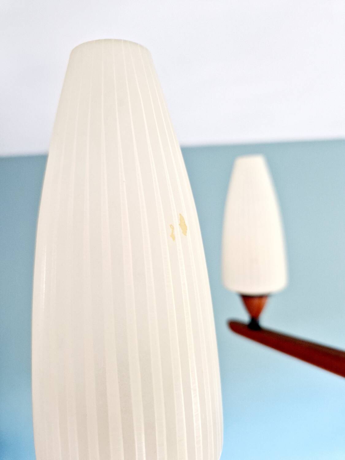 Large Scandinavian teak chandelier, Uno & Östen Kristiansson, 1960