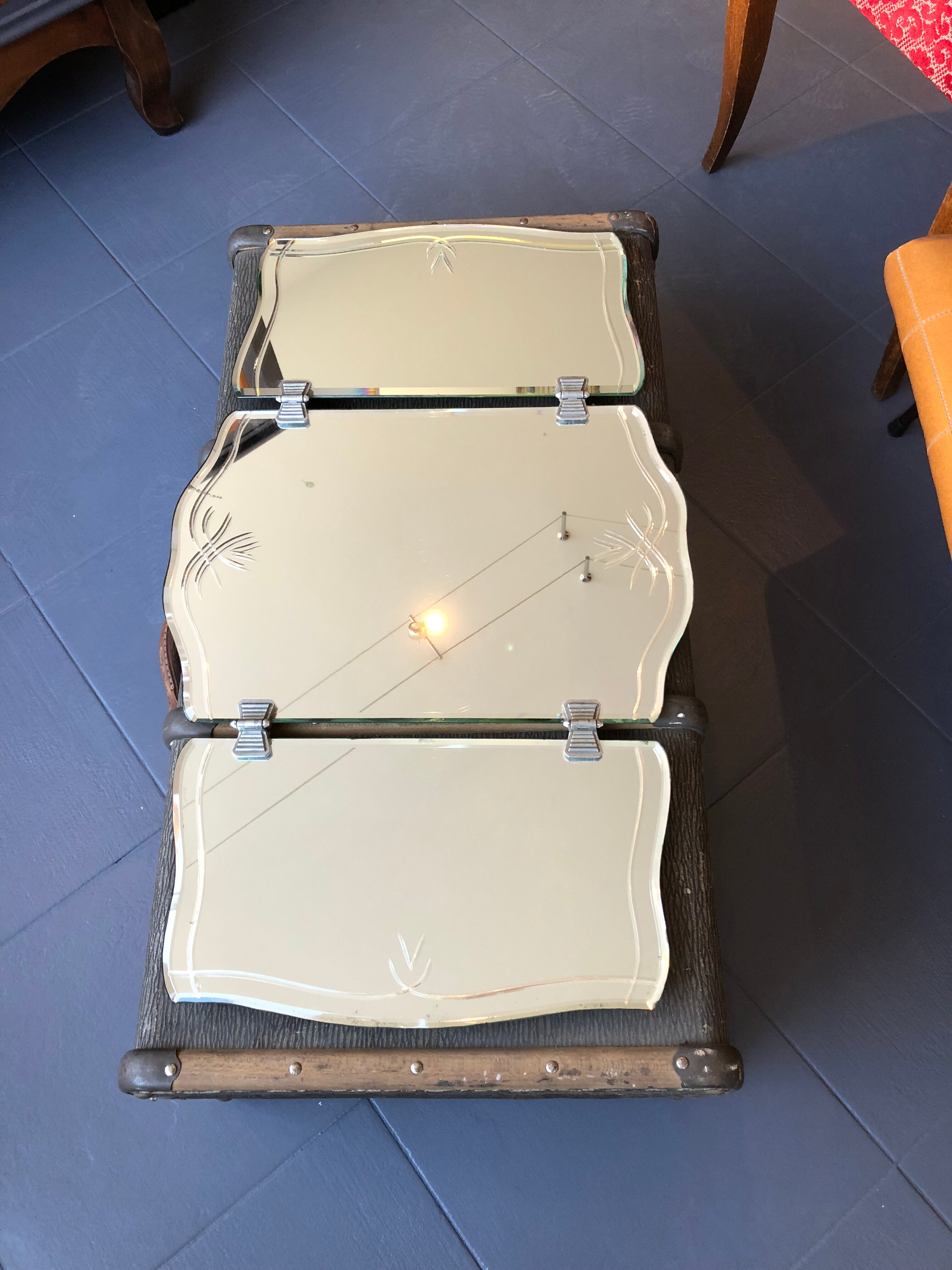 Art deco mirror triptych Barber to suspend 75x44cm