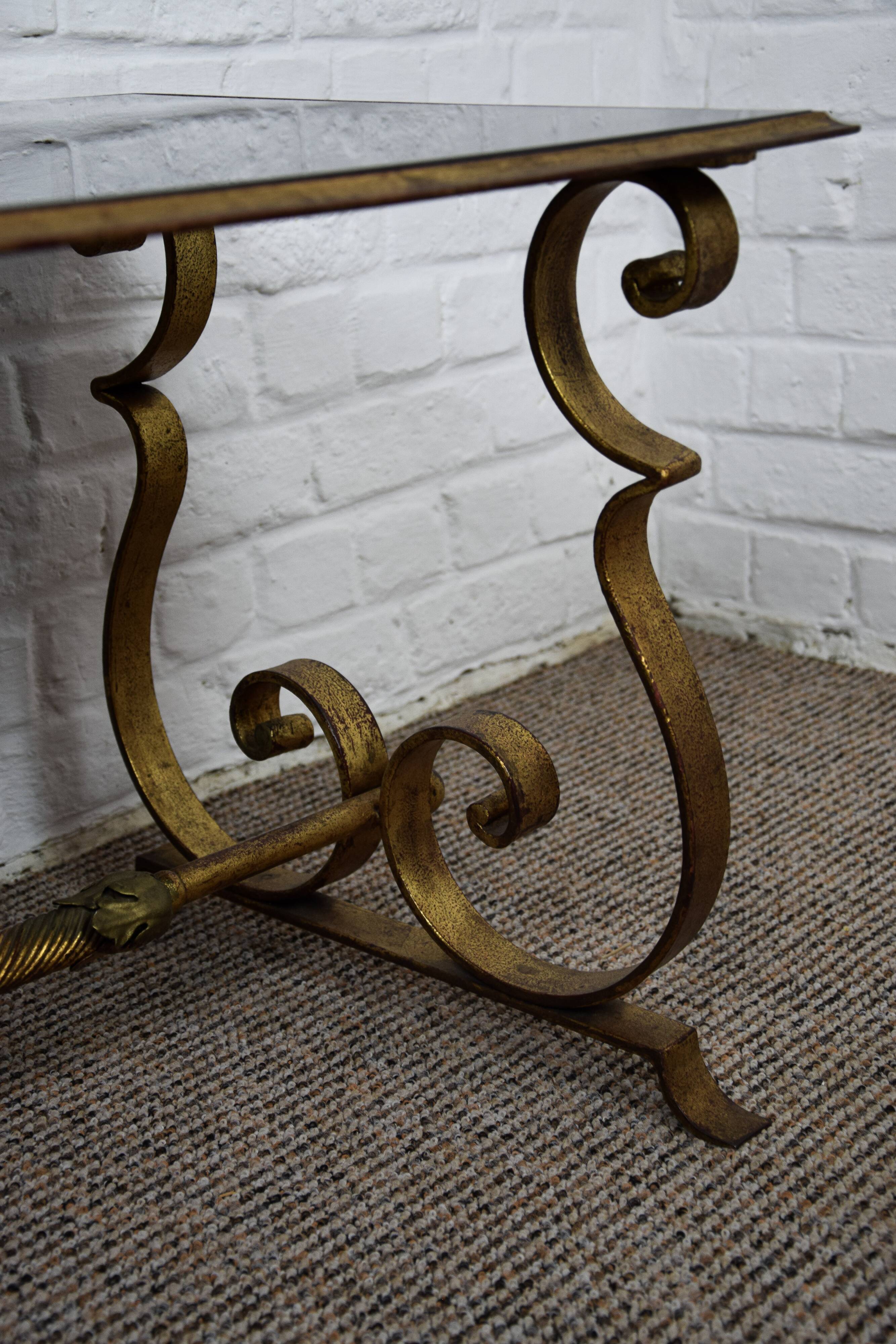 Golden wrought iron coffee table