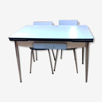 Table Formica avec 2 chaises et un tabouret années 60