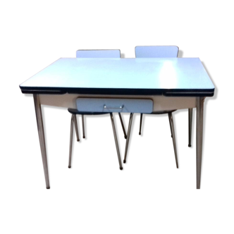 Table Formica avec 2 chaises et un tabouret années 60