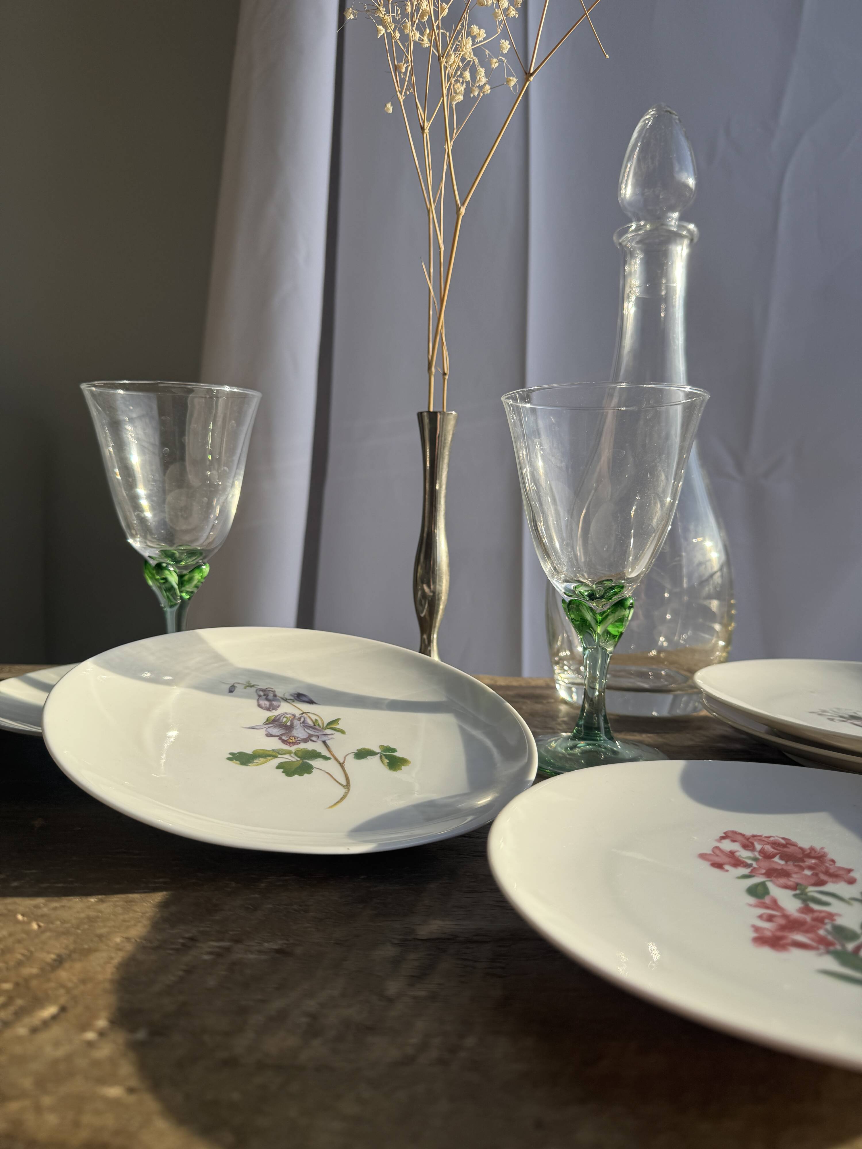 Set of 5 dessert plates with flower patterns Germany Bavaria D19
