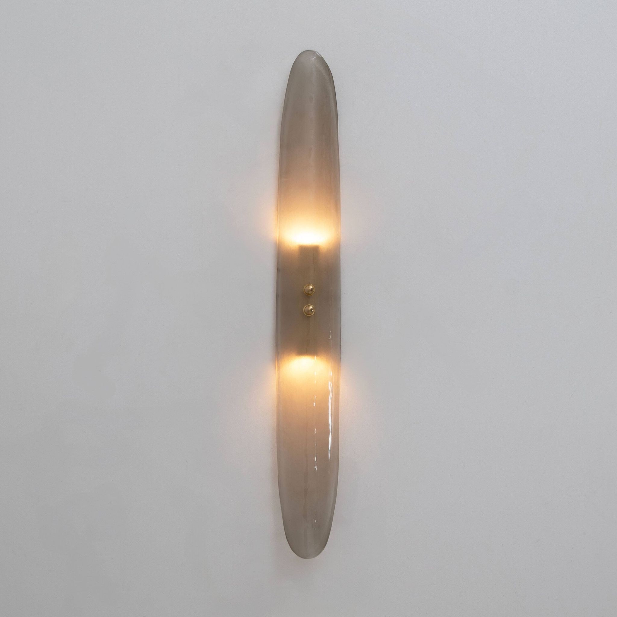 Pair of Fontana Arte Style Mid-century Modern Smoke Murano Glass Sconces