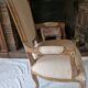 Louis XV cabriolet armchair in carved wood – 19th century – beige fabric