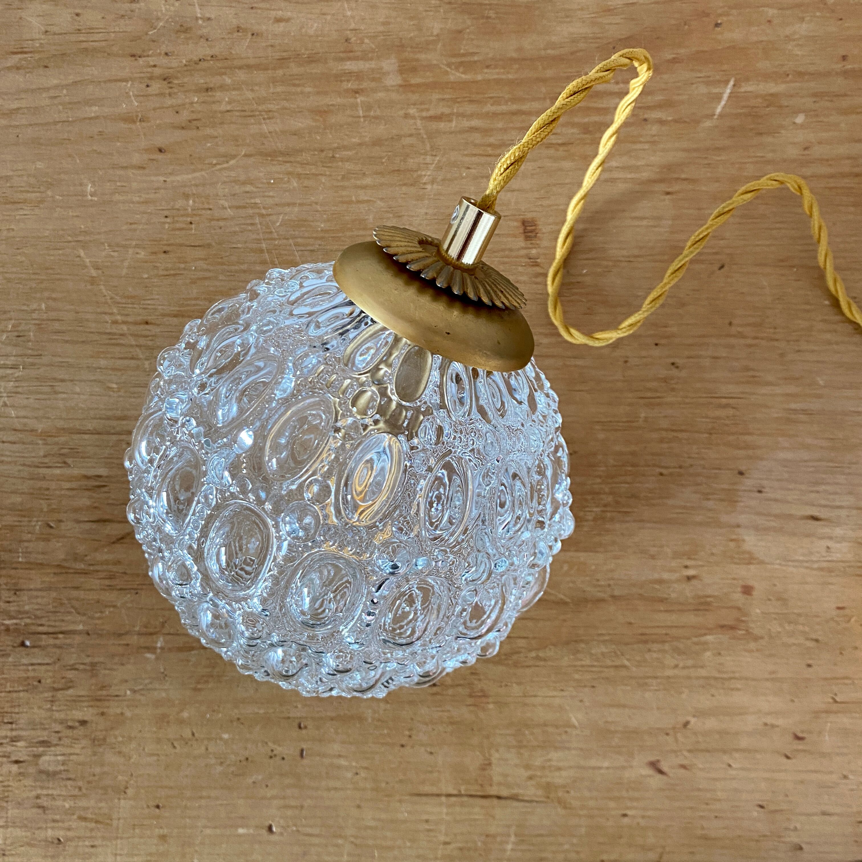 Vintage globe pendant lamp in molded glass
