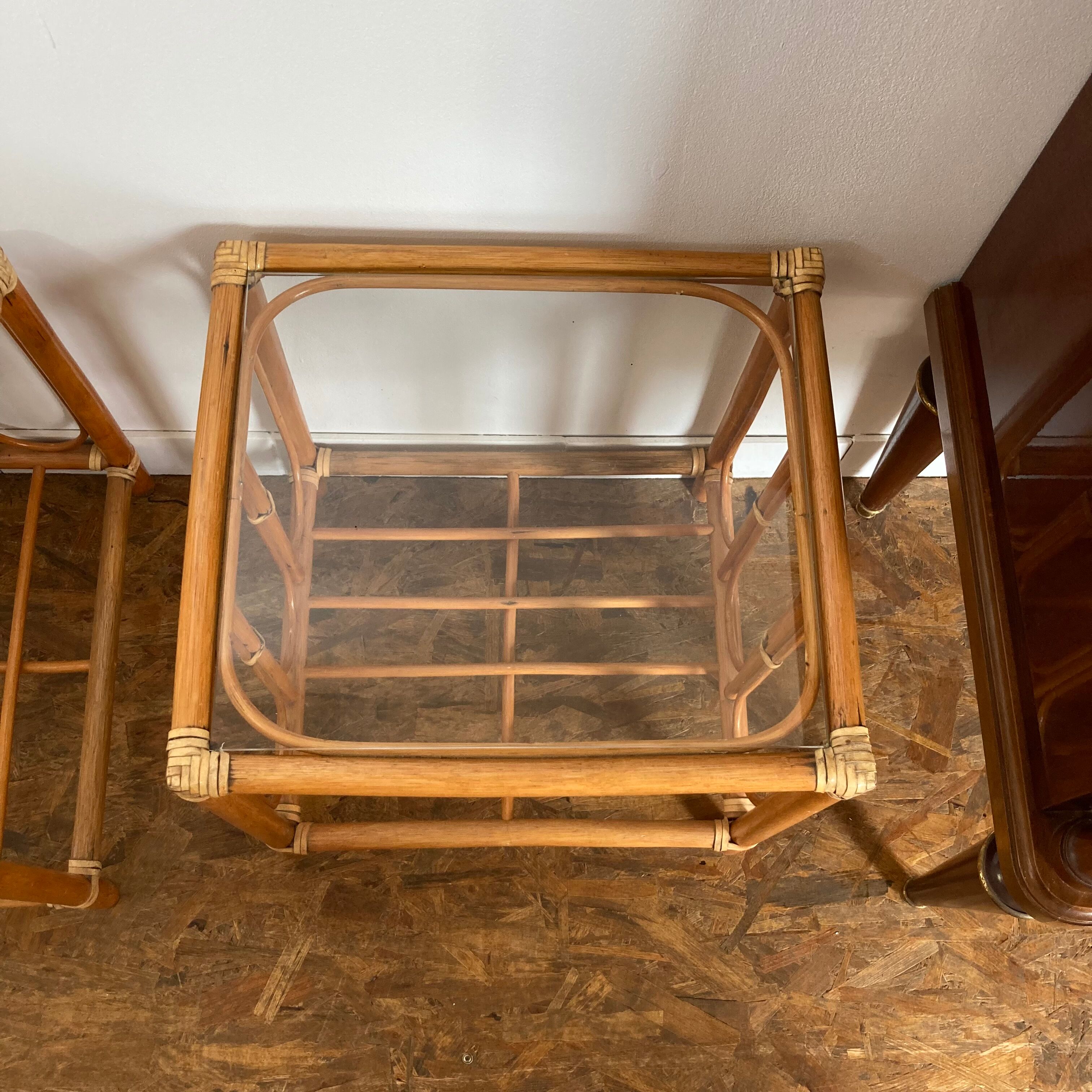 Set of 2 rattan coffee tables