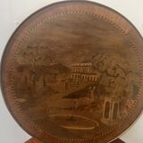 Louis XVI style marquetry pedestal table with removable top, 20th century