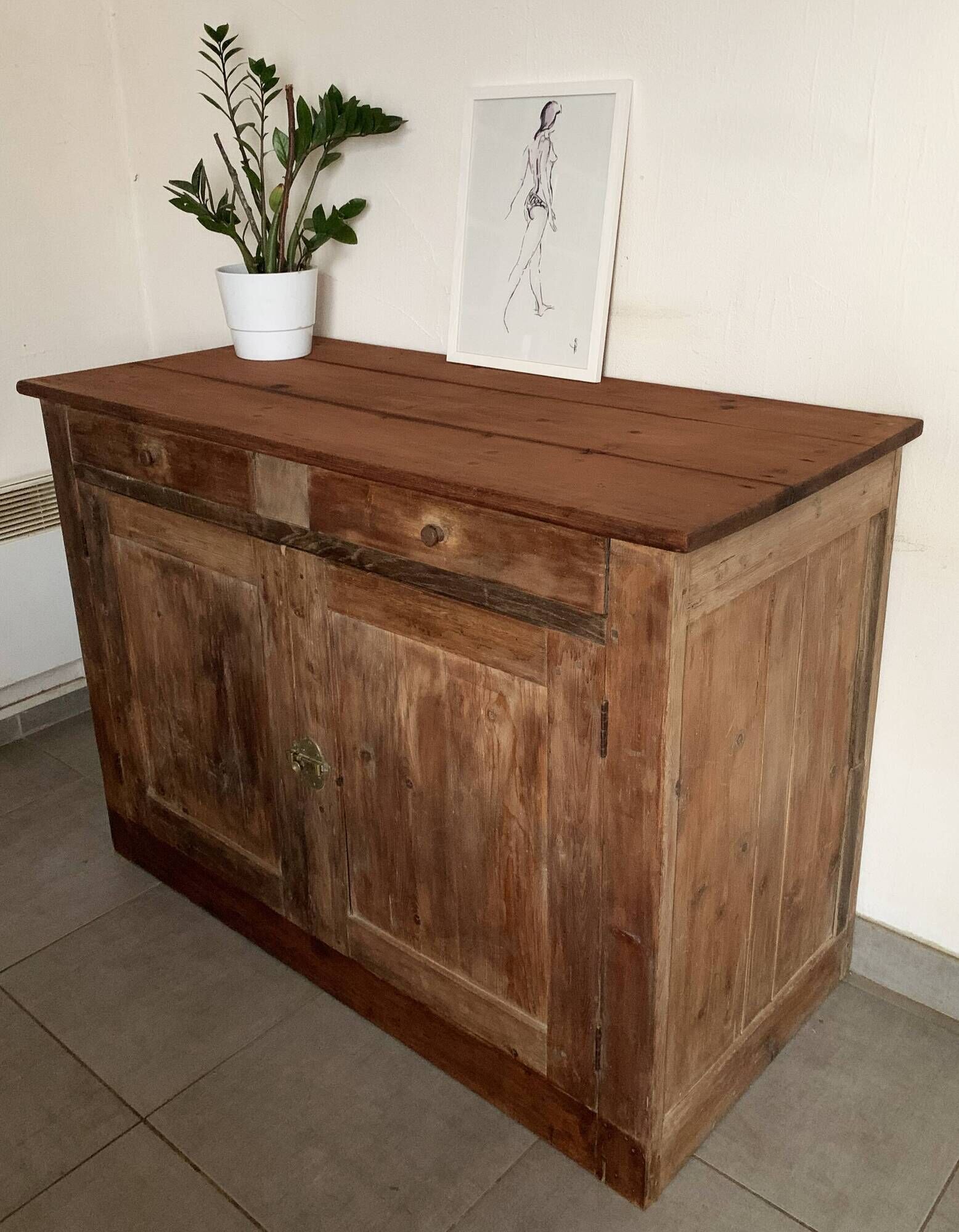 Vintage parisian buffet of the 50s in oak wood