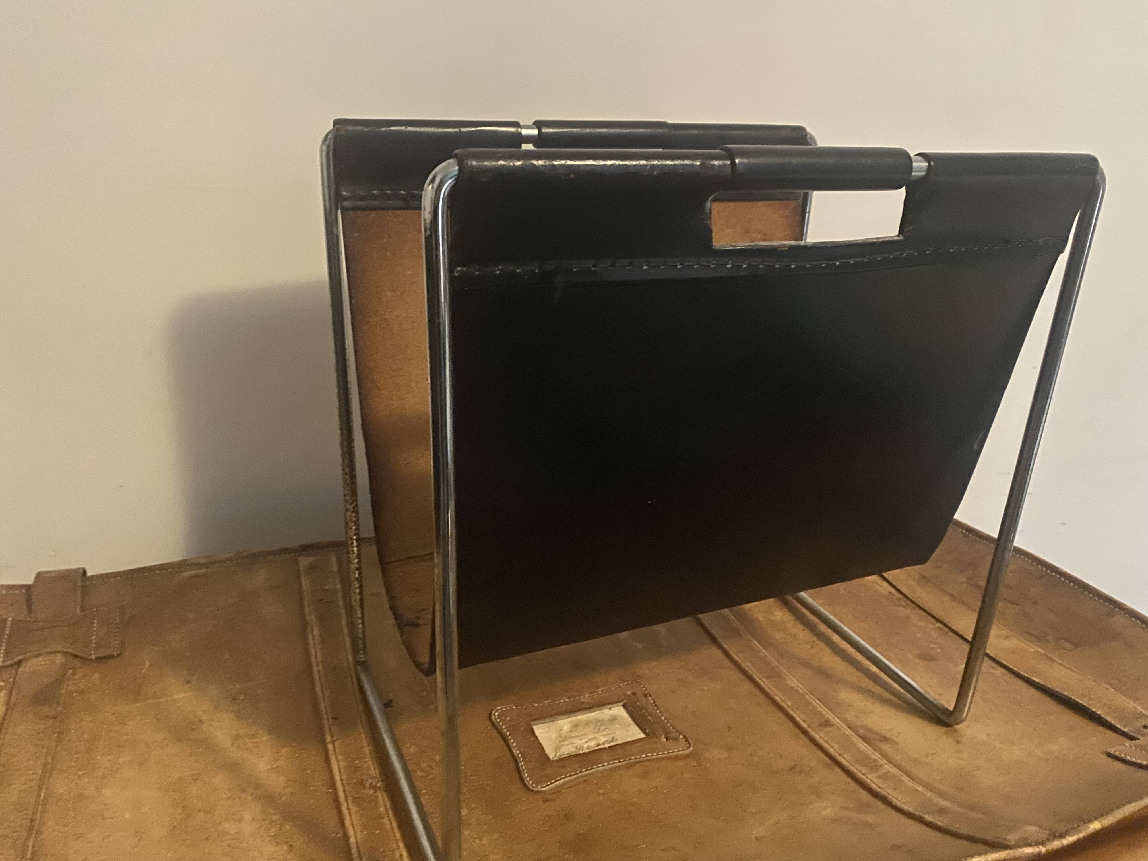Leather magazine rack