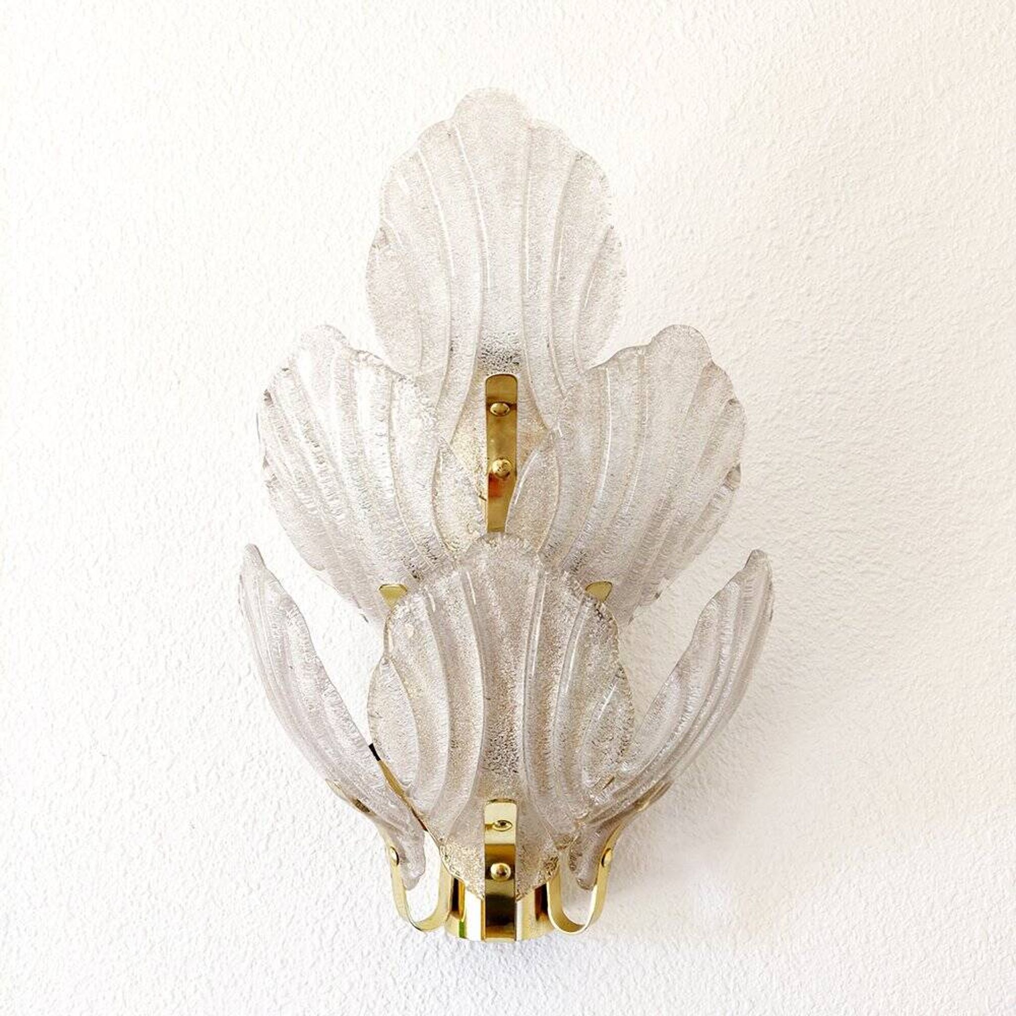 Applique en laiton et Murano, années 1960