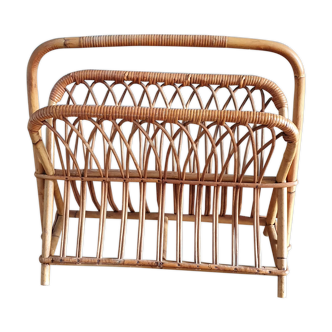 Vintage rattan magazine holder 60/70