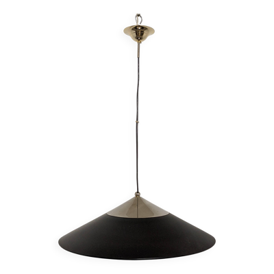 Suspension soucoupe XXL en marmorite noire, Italie vers 1970