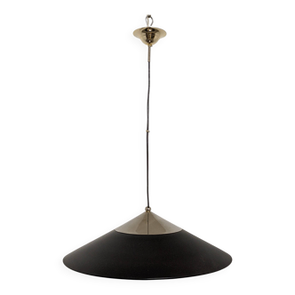 XXL black marmorite saucer suspension, Italy circa 1970.