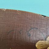 Vintage hand painted wooden round wall mirror