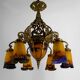 Gilded bronze and blown glass paste chandelier, Muller Frères, Art Deco