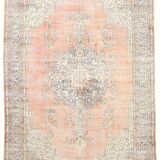 8x12 Classic Pattern Peach & Blue Vintage Rug, 258x357Cm