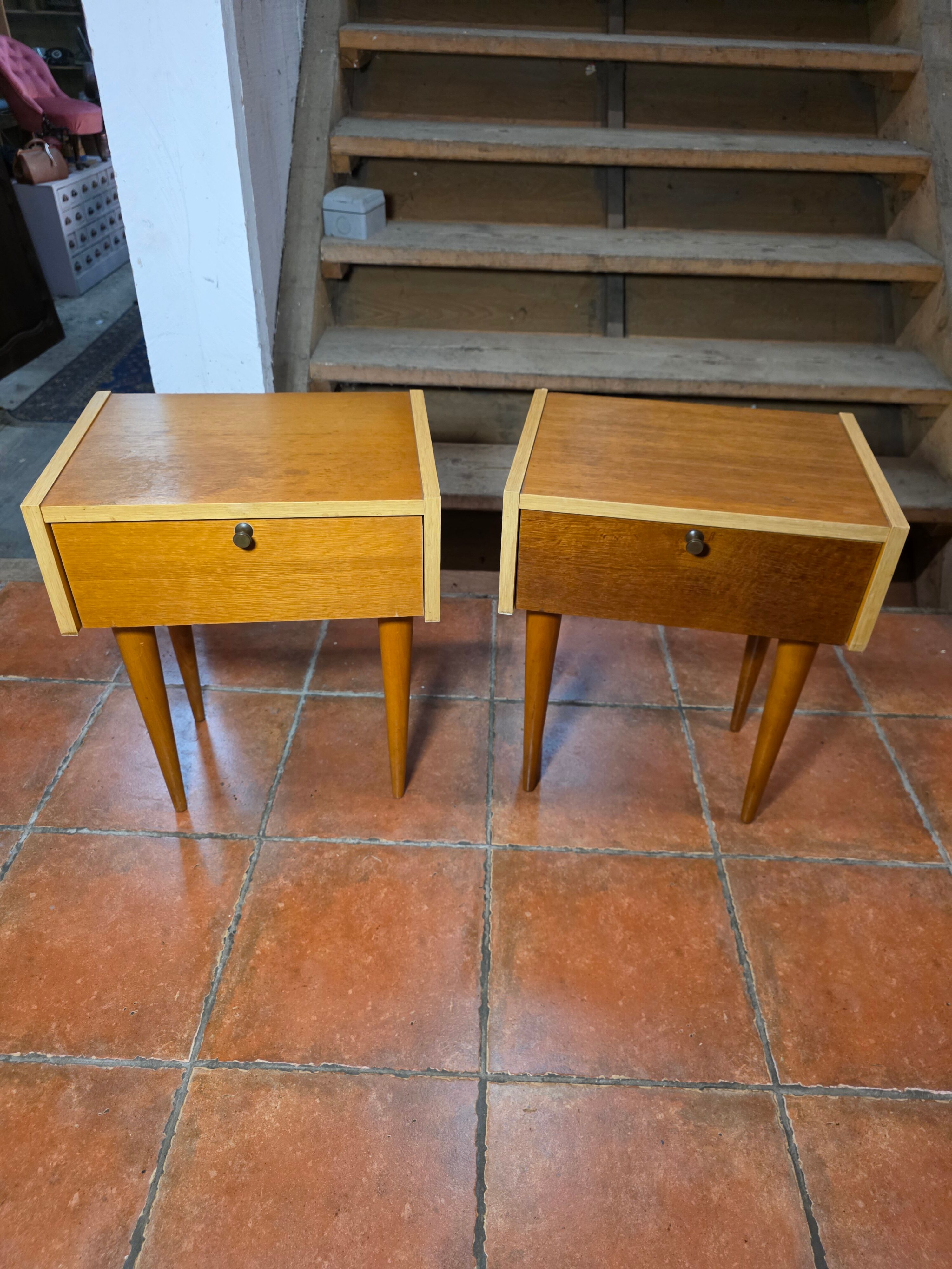 Pair of oak bedside tables from the 1960s.