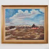 Painting „The Village in the Clouds”, Scandinavian design, 1970s