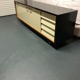 Sideboard in wood and black laque, circa 1960s