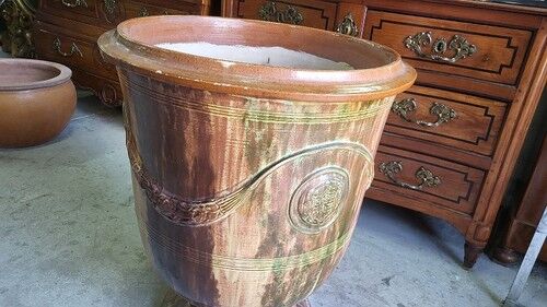 Large glazed terracotta flower pot Boisset Anduze 2002