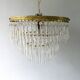 Lustre en laiton, 3 rangs de pampilles et miroir, art deco