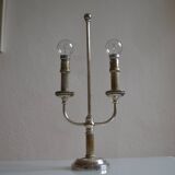 Bouillotte type lamp base in silver metal